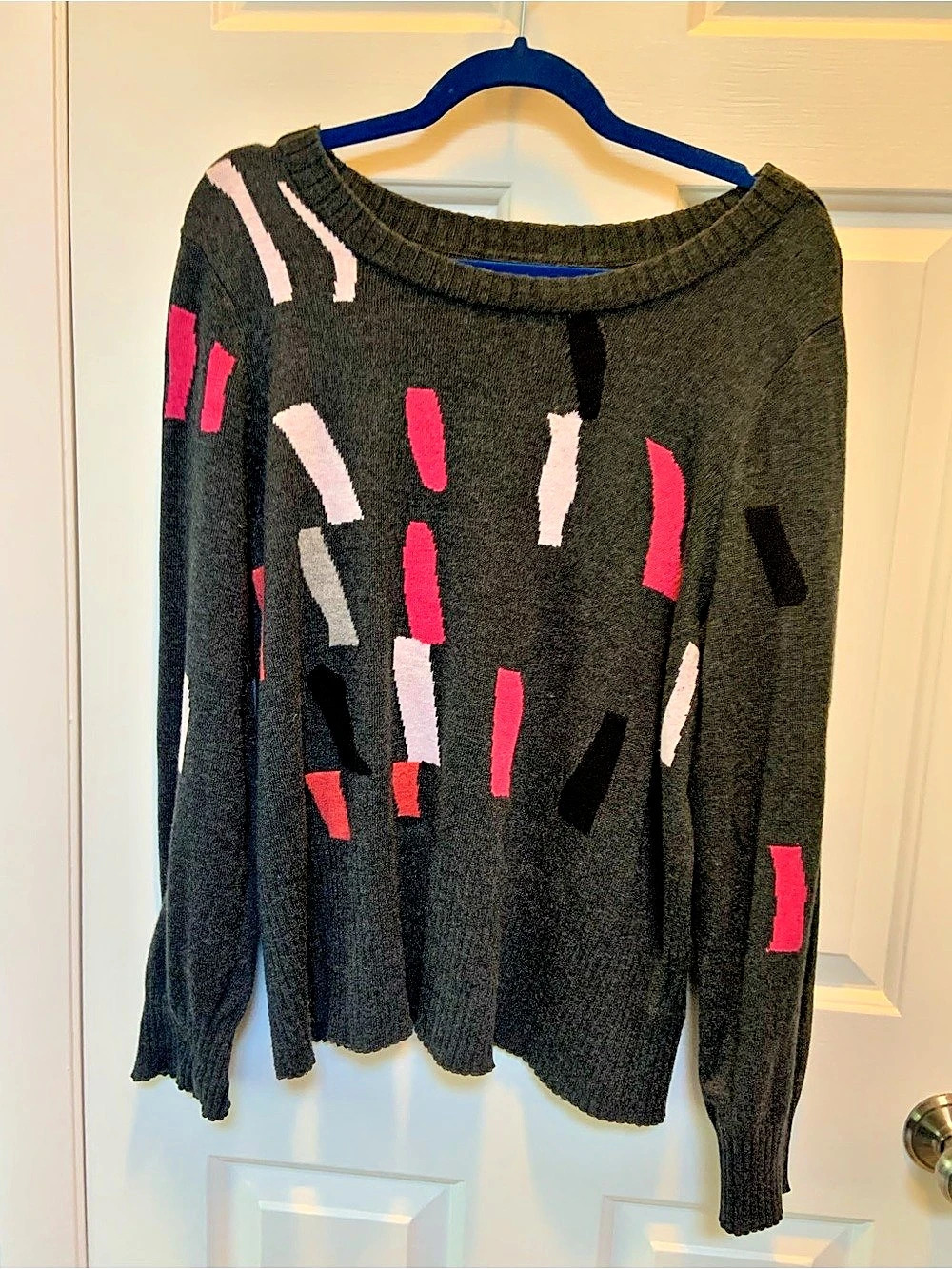 N+ZOE Women's Abstract Sweater Gray & Pink Size Large